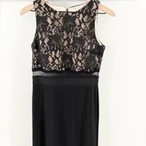 NIGHTWAY Stylish Black Dress with Lace Overlay